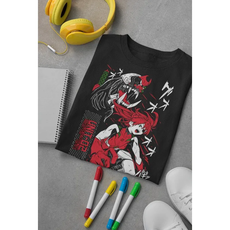 

EVA 02 Action Unisex Pattern T-shirt EVA T-shirt Men's Y2K T-shirt Summer New Anime Style Unisex