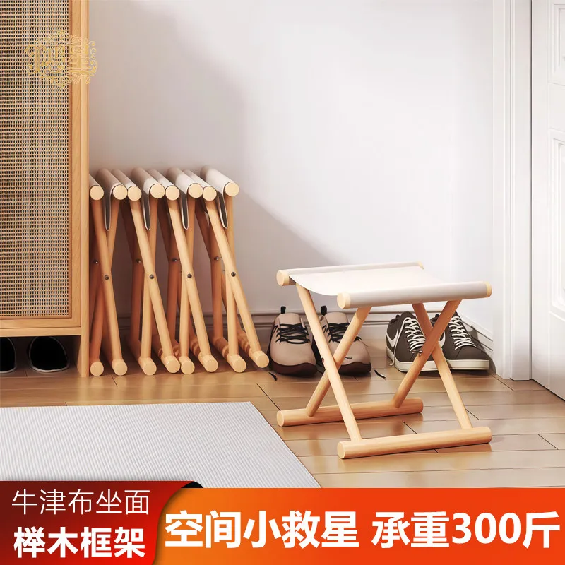 Portable Foldable Beech Wood Stool, Lightweight Camping Fishing Seat, Footrest & Shoe Bench, Durable Outdoor Stool.