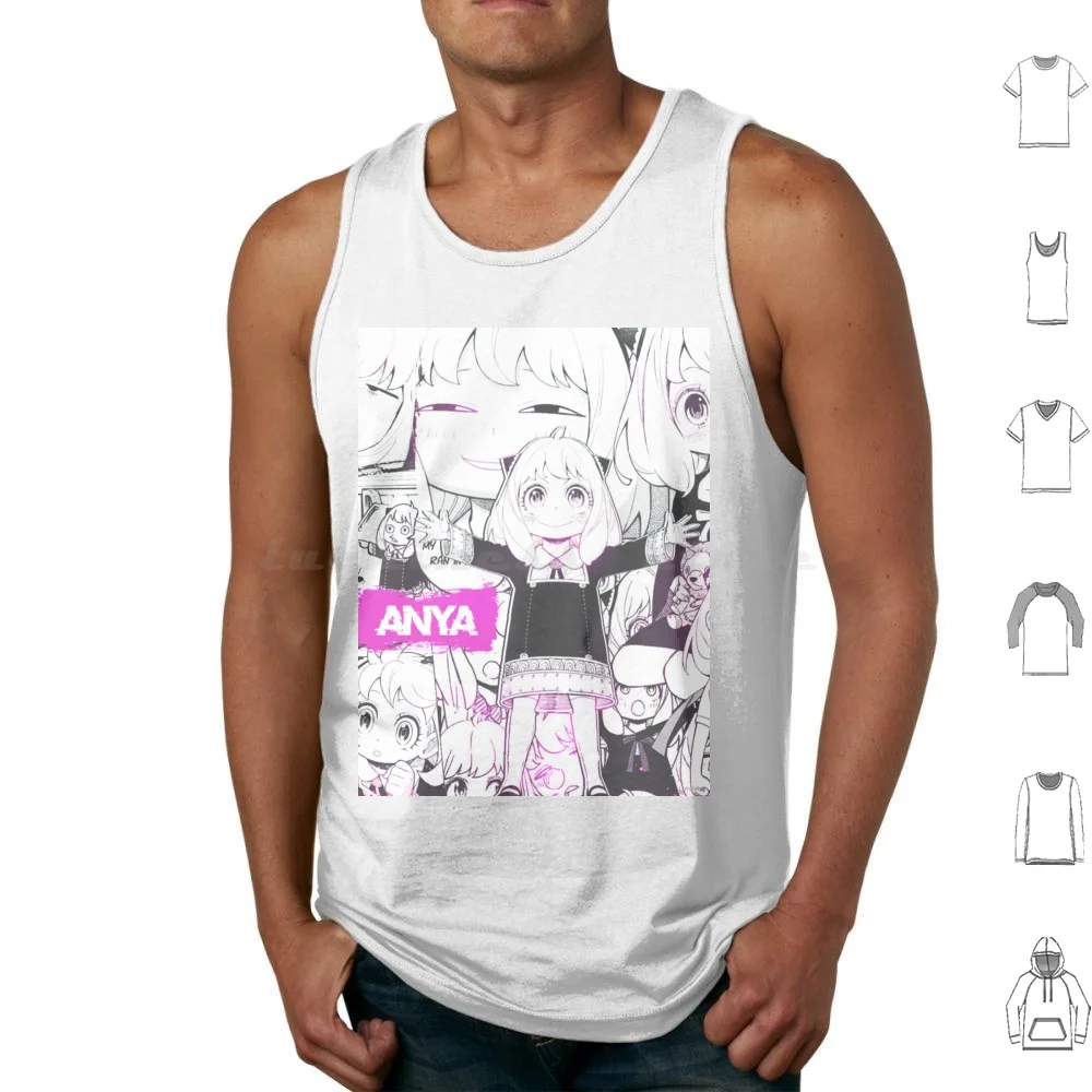 Anya! Tank Tops Vest Sleeveless Multiple Anya Faces Cute Anya Forger Anya Twilight Yor Forger Spies X Family Pink Telepath