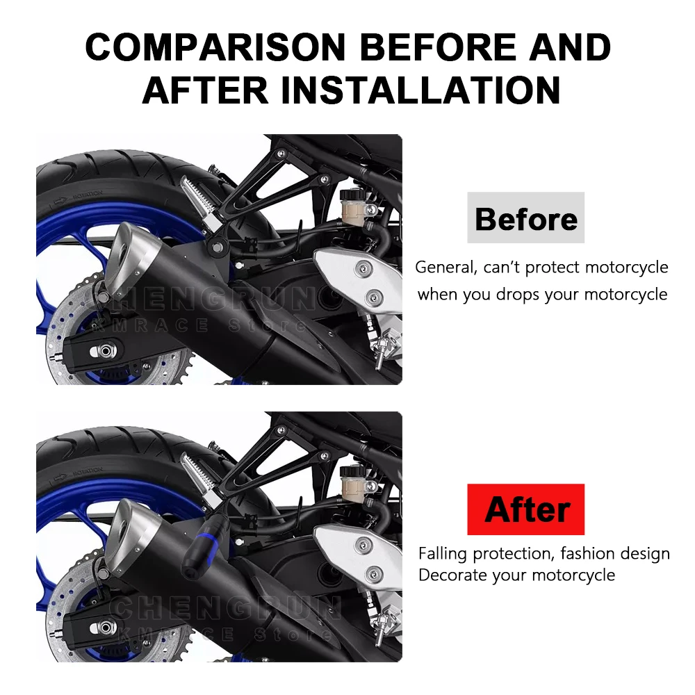 ท่อไอเสียSliderอลูมิเนียมป้องกันFallingสําหรับYamaha MT 03 MT03 อุปกรณ์เสริม 2016-2024 2023 2022 2021 รถจักรยานยนต์Crash Protector