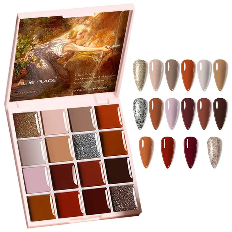 Solid Gel Polish Palette 16 Farben Solid Gel Polish Palette Set Pudding Gel Nagellack Kit Nail Art Lack Set für Nagellack