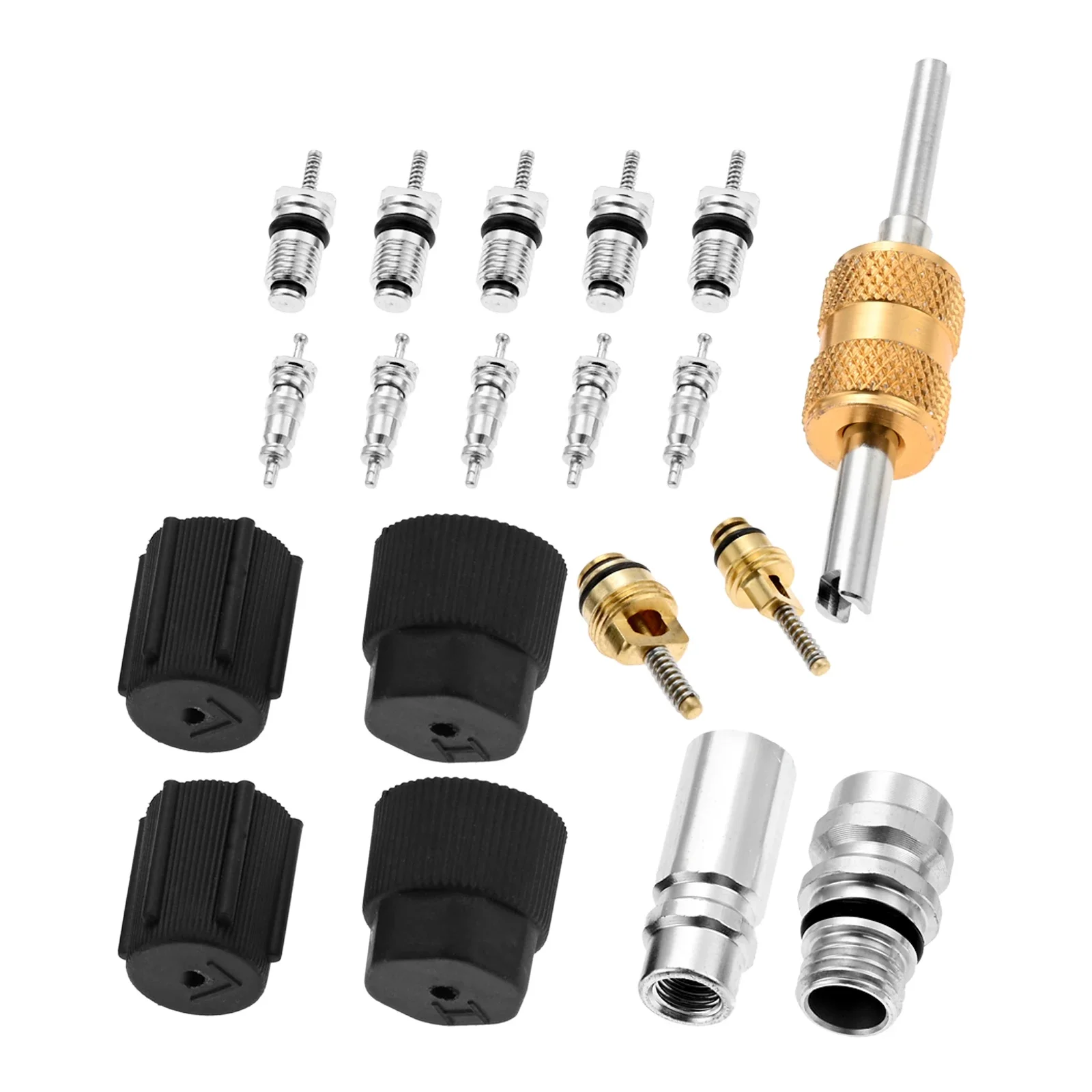 

1 Set Air Conditioning Valve Core Kit Cap & Valve AC R12 R134a Seal Refrigeration A/C Air Conditioning Service Car Accessories