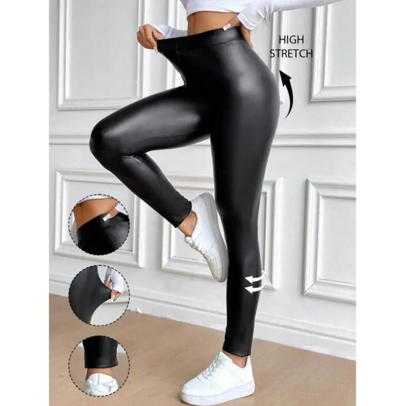 

Cross-Border New Sle Bots PU Leather Tight Pants Men's Retro Fit Pants Nine-Piece Pants Ci Walk Suitable All Seasons