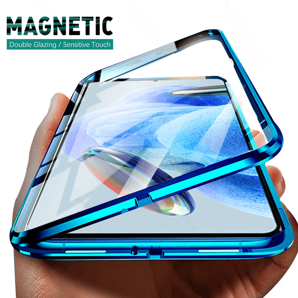 

360° Magnetic Flip Case For Xiaomi Redmi Note 13 12 8 K60 Pro K70E POCO X5 X6 Xiaomi 14 11 Double Sided Glass Front Back Cover