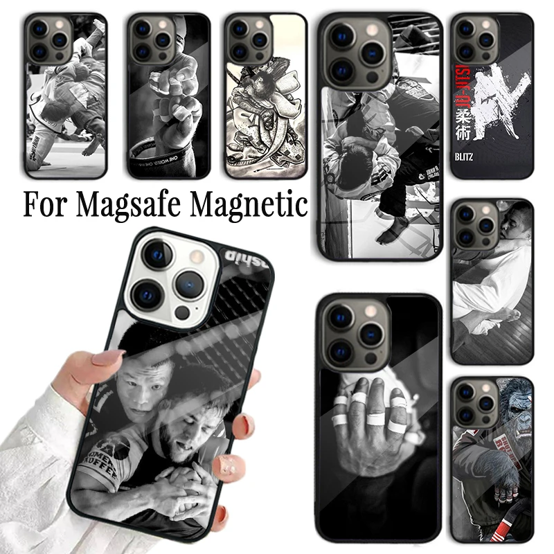 

Чехол для телефона для iPhone 16, 15, 14, 13, 12, 11 Pro Max Plus Magsafe, магнитный беспроводной чехол, спортивный боевой арт, ММА, бой, джиу-джитсу