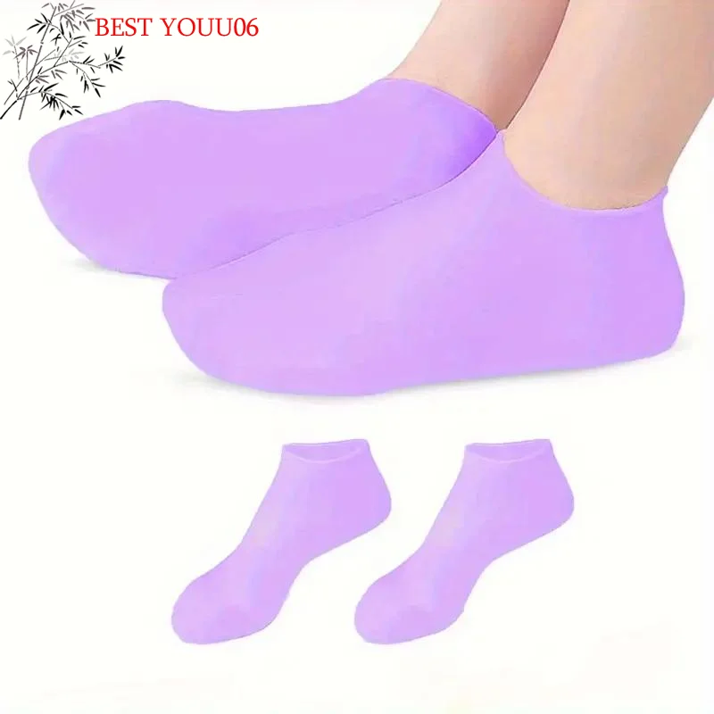 Hot 1pair Silicone Moisturizing Foot Sock For Dry Cracked Feet Foot Care Socks Spa Pedicure Socks Massage Moisturizing Gel Sock view 4