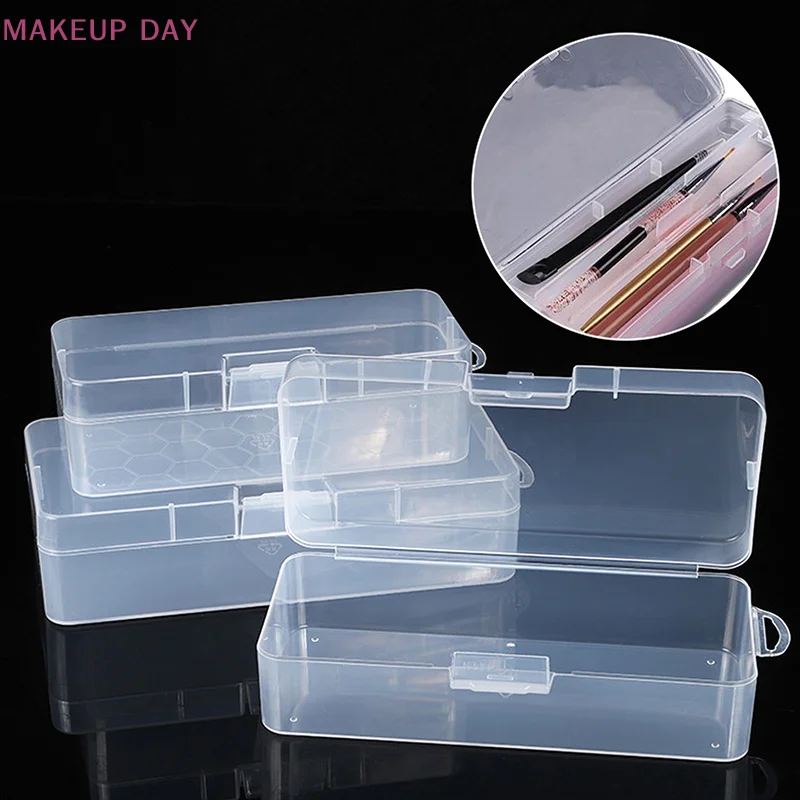 1Pcs Nail Pen Case Box PP Material Transparent Nail Brush Box Pouch Stationery School Pencil Case Supplies Pencil Storage