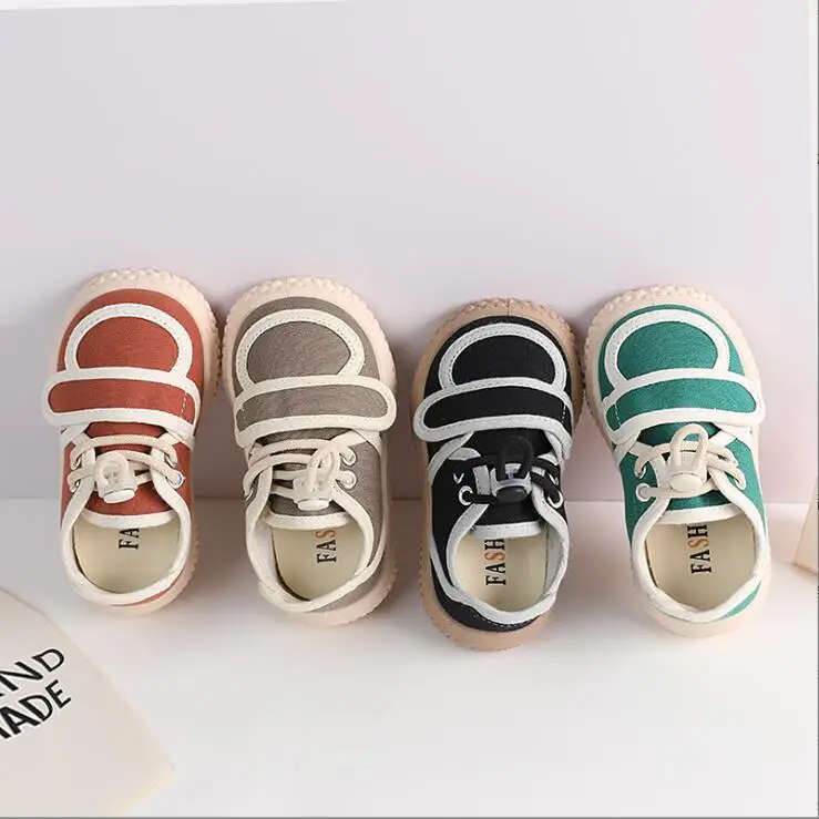 Kids Shoes For Girl 2024 Autumn New Baby Canvas Shoes Girls Casual Soft Bottom Non-slip Boys Toddler Hook And Loop School Shoes