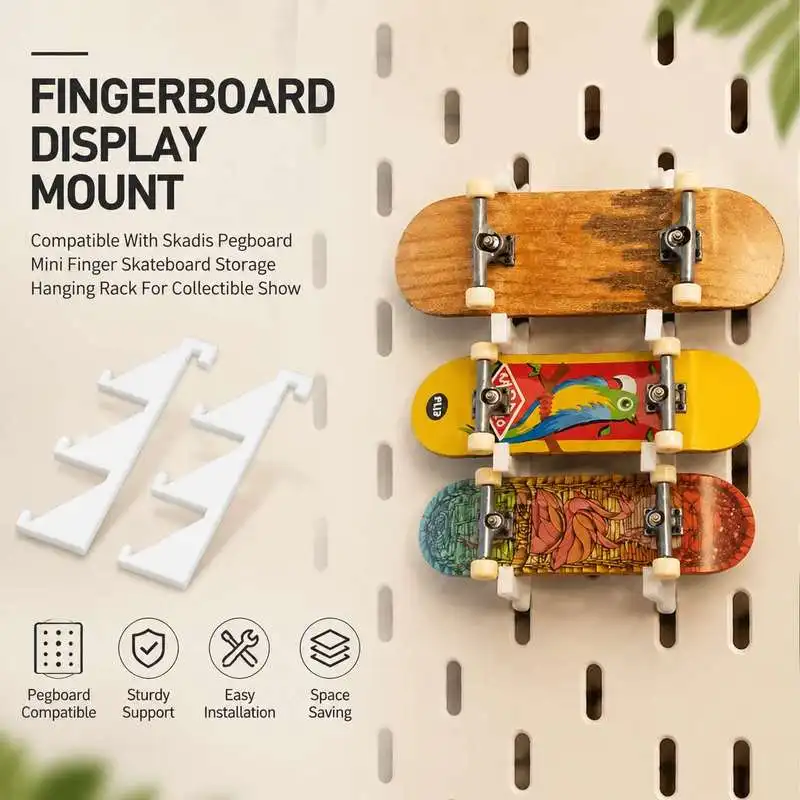 Fingerboard Display Mount Compatible With Skadis Pegboard Mini Finger Skateboard Storage Hanging Rack For Collectible Show