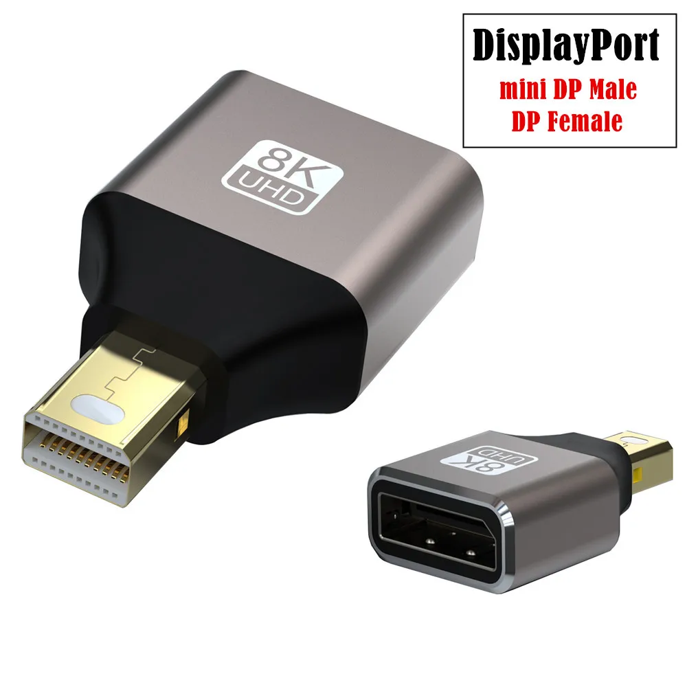Mini DP Female to DisplayPort Male 8K Extension Converter 8K(7680x4320)@60Hz 4K@144Hz DisplayPort 1.4 Transmission DP to Mini DP