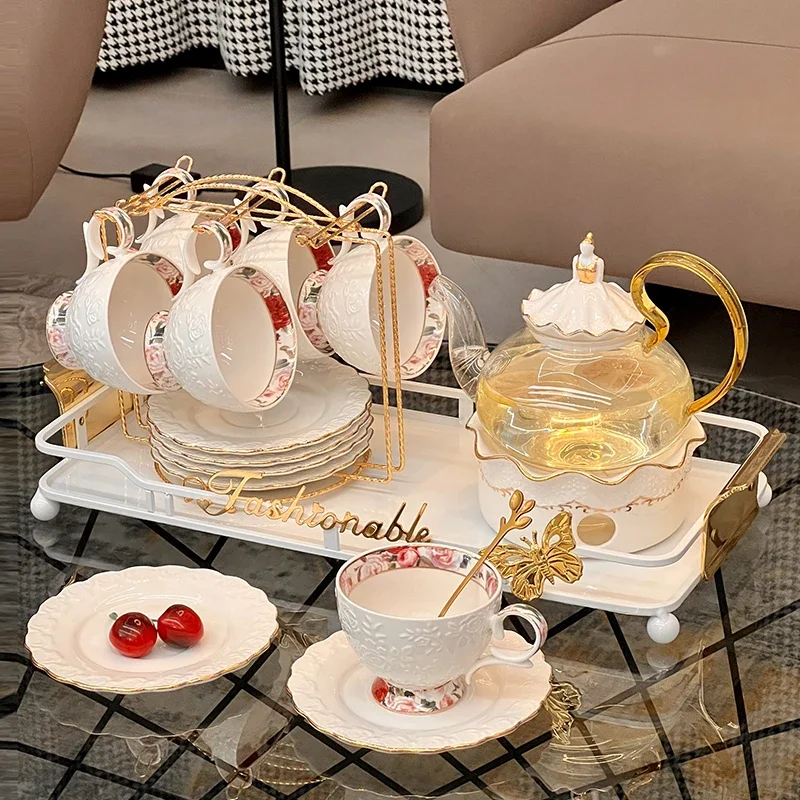 Tea Set Suit Ceramic Underglaze Color Solid Color Household Advanced WeddingGift Practical Desktop Decoration Housewarming Gifts