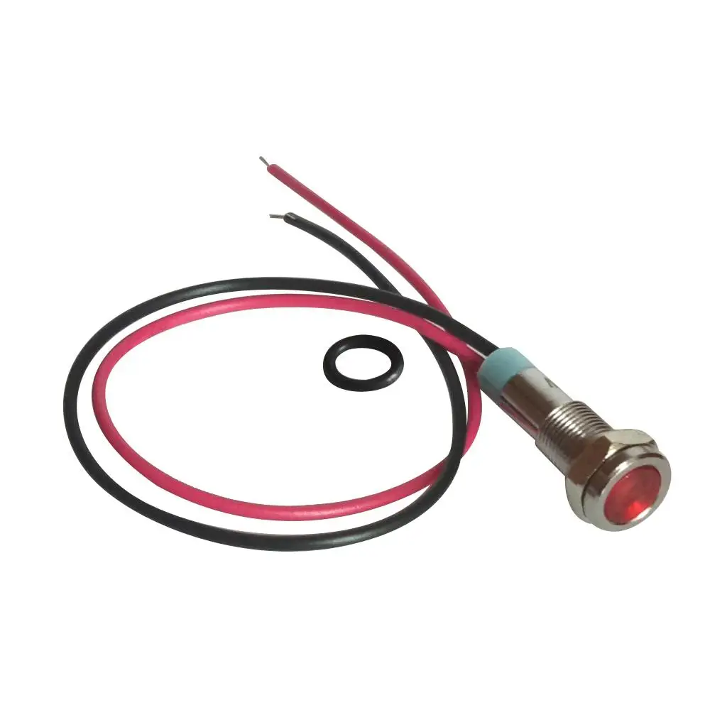 220V 6mm Power Supply LED Metal Indicator Light Lamp With Wire Lead