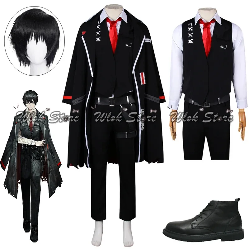 

Limbus Company Cosplay Costume Yi Sang Black Hair Long Coat Shirt Pants Uniform Customized Men Women Halloween Party Outfits Wig