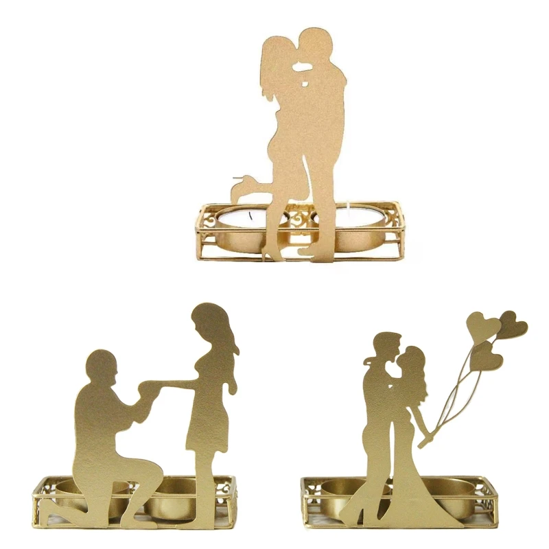 Metal  Holder with Couple Statue, Anniversary Wedding Gift for Him/Her Engagement Registry Bedroom Decor for Wholesale