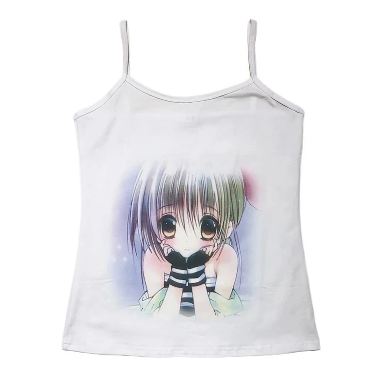 Y2K Crop Tops T-shirt Short Sleevle Vest Tees Harajuku Streetwear Suspenders Women Clothes Aesthetic Letter graphics shirt 2000s