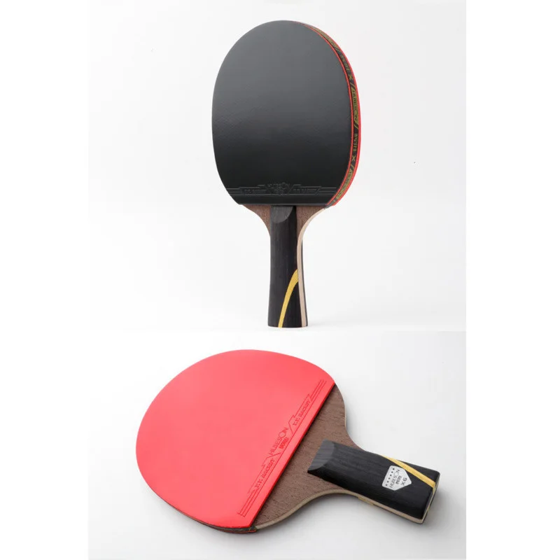 Huieson-raqueta de tenis de mesa 6 Star mejorada, 7 capas, gomas de doble cara, fibra de carbono, raqueta de Ping Pong, murciélago con cubierta, 2 piezas