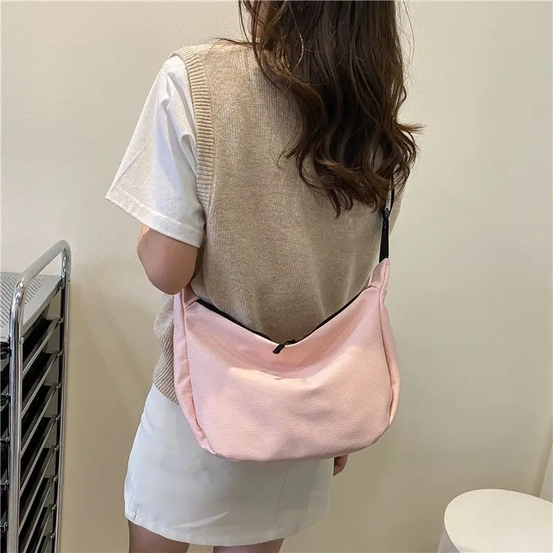 Large Capacity Messenger Bags Women Preppy Style Casual Shoulder Crossbody Canvas Bag Lightweight All-match Sac A Mains Femme