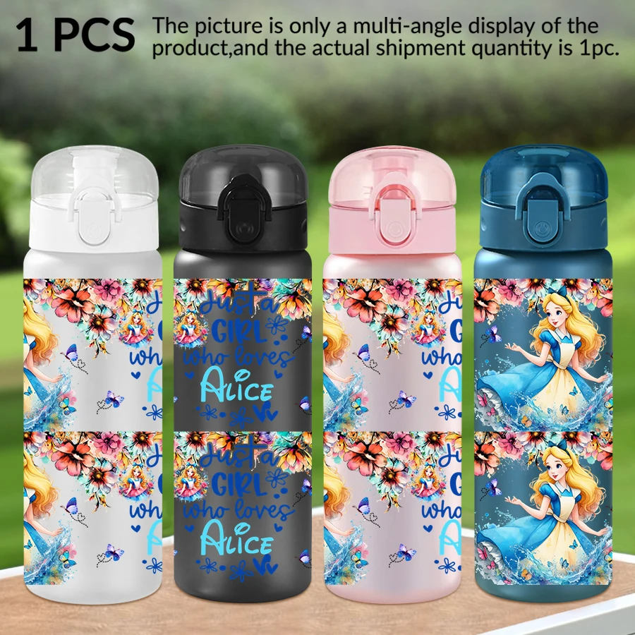 

1Pc Disney Alice Flowers Pattern 26oz Plastic Water Bottle Outdoor Sports Water Cup Birthday/Homecoming Gift