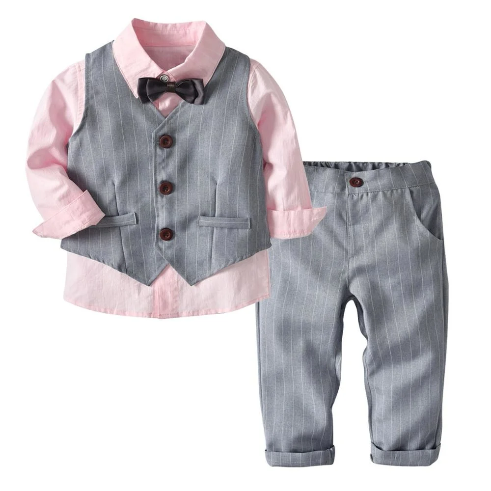 

Gentle Boy 3pcs Suits Formal Clothe Long Sleeve Pink Blouse+Long Pant+Vest 3pcs Children Sets Birthday Party Clothing Suit