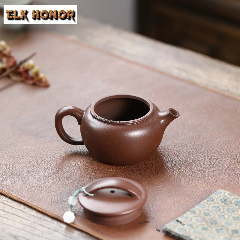 190ml Retro Yixing Purple Clay Hanwa Teapots Handmade Bridge Lid Pot Raw Ore Mud Kettle With Ball Hole Filter Zisha Tea Set view 5