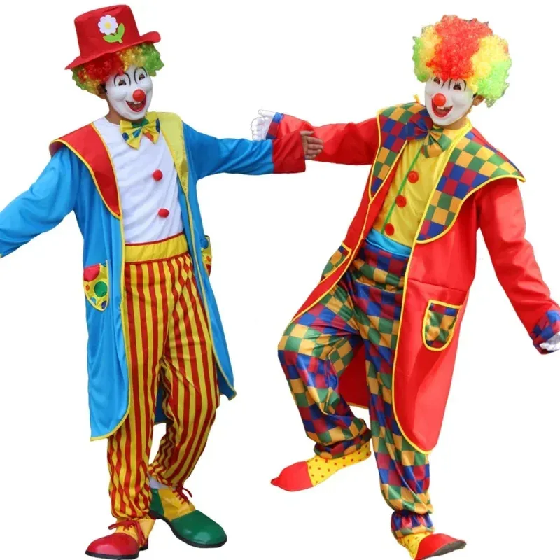 Adult Clowns Costume Attached Shoes Wig Male Suit Cosplay Clothing Clown Long-sleeve High-quality Stage Dress Up No Mask