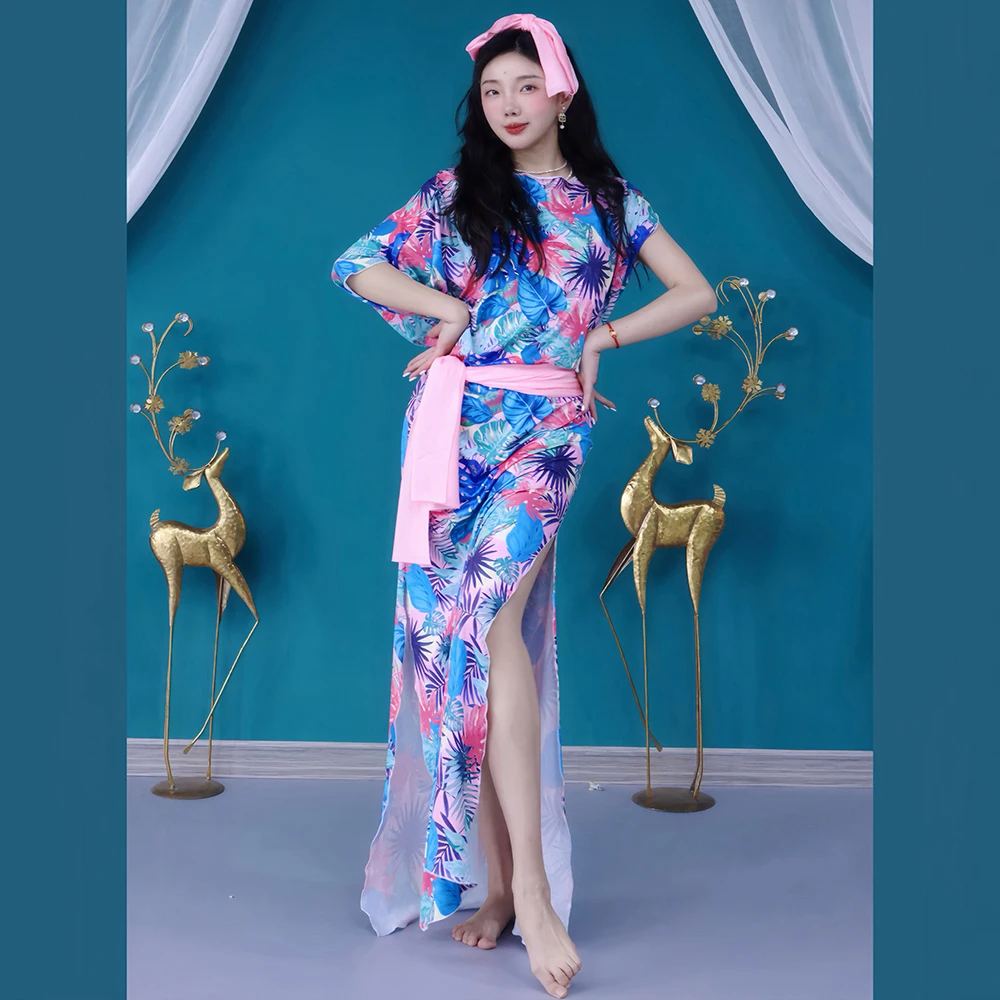 ชุดเต้นระบำหน้าท้องสำหรับผู้หญิง แบบสั่งทำพิเศษ ชุดคลุมพิมพ์ลายระดับไฮเอนด์ สำหรับนักเต้นไซดี ชับบี บาลาดี ชุดฝึกซ้อม ชุดแสดง