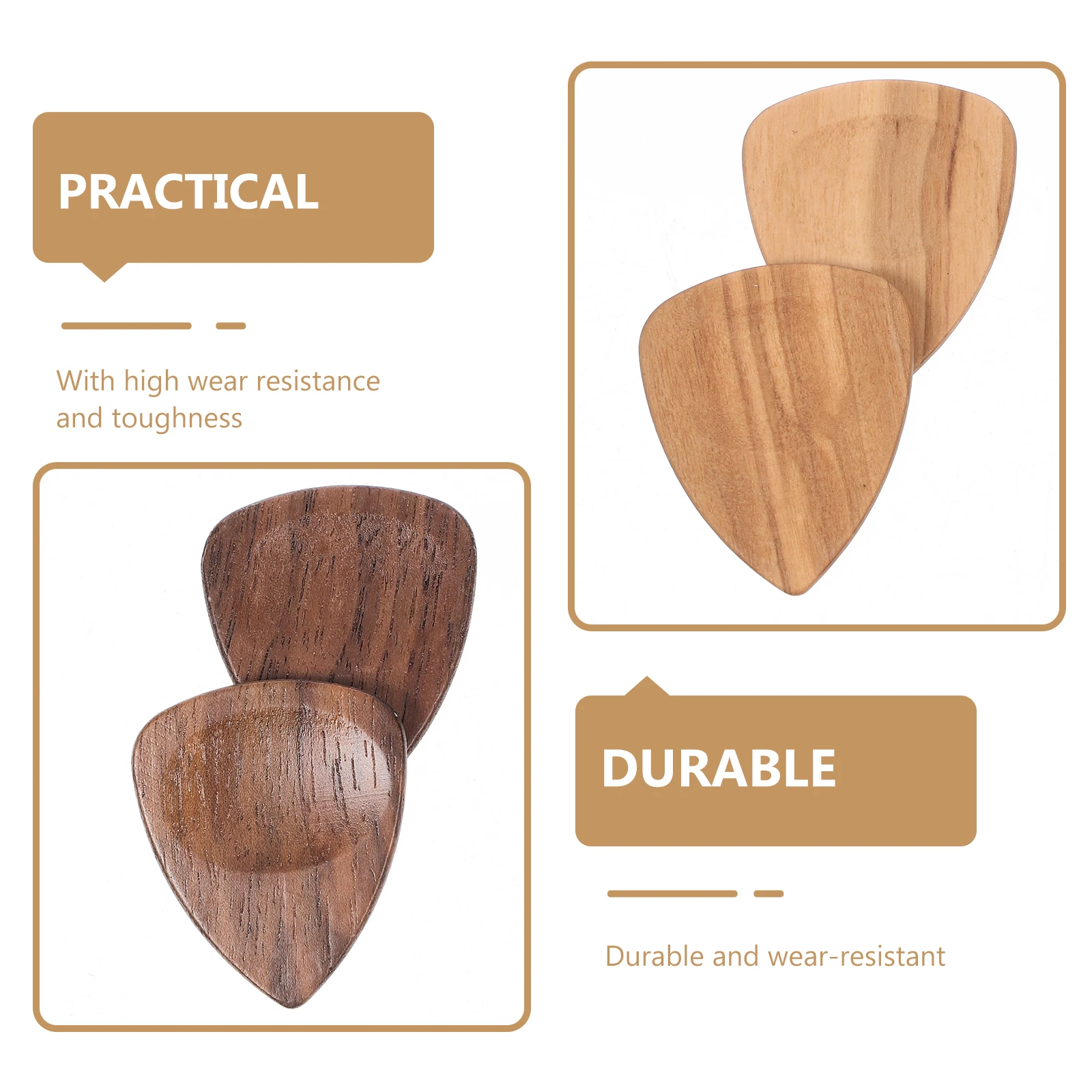 

6 Pcs Wooden Pick Plectrums for Electric Guitar Ukulele Acoustic Black Walnut Picks Bass