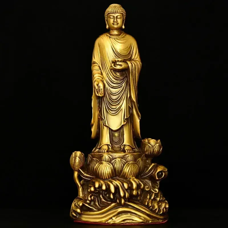 Copper Western Three Saints  Amitabha Bodhisattva Guanyin Home Offerings Pray for Blessings Buddha Statue