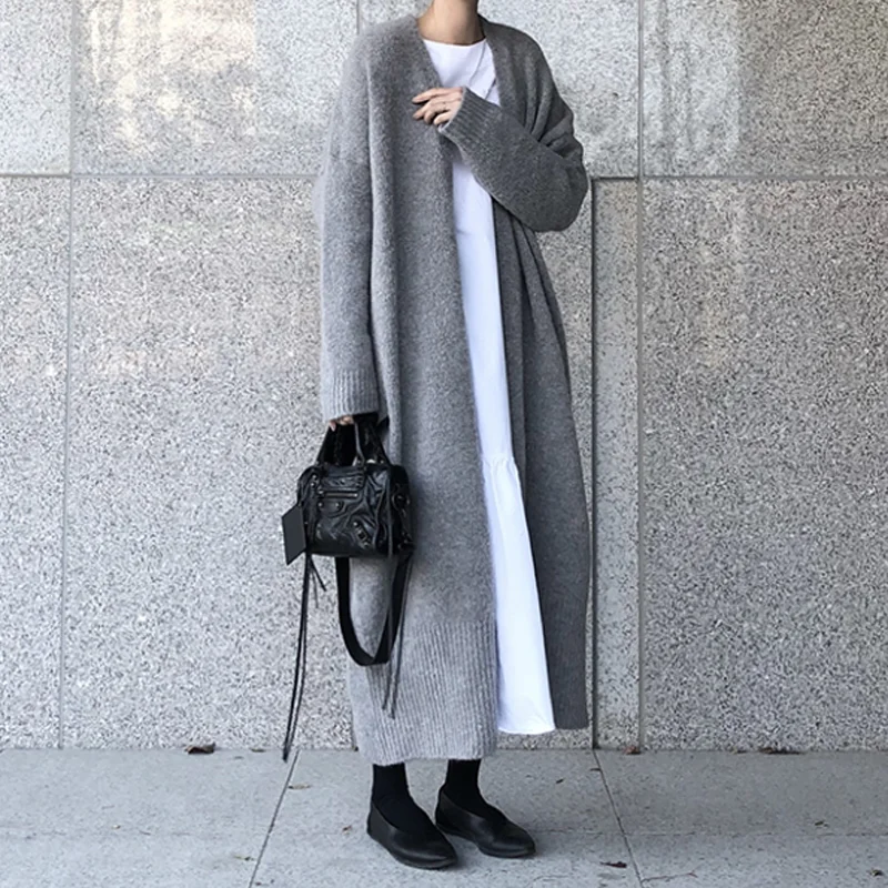 

Women 2022 Autumn and Winter Wear New Fashion Long Over-the-knee Cardigan Women's Sweater Coat Lazy Style Loose Knit Sweater