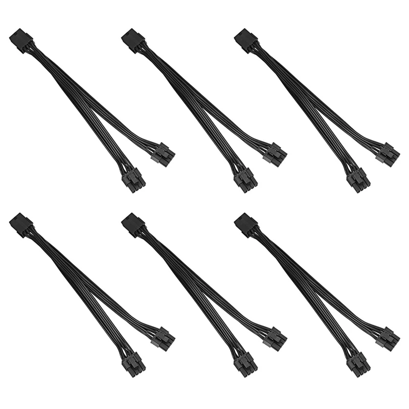 

6 Pcs 8P Female To Dual 6+2Pin Male Graphics Card One In Two Power Cord 20Cm Power Cord Adapter Cable