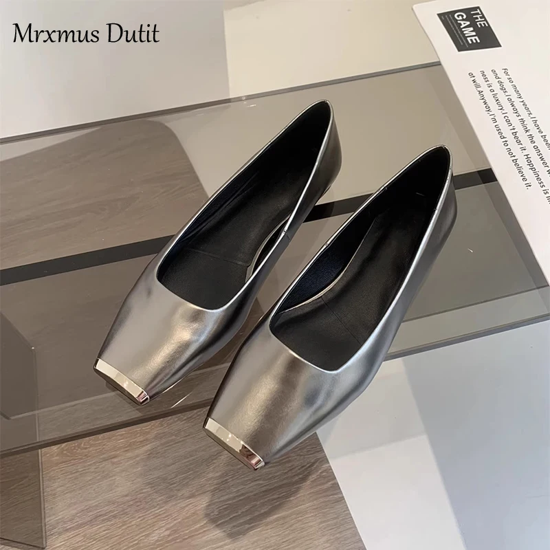 Mrxmus Dutit 2023 Spring Summer Fashion New Women Square Head Solid Flats Ballet Shoes Versatile Simple Casual Shoes Female Chic