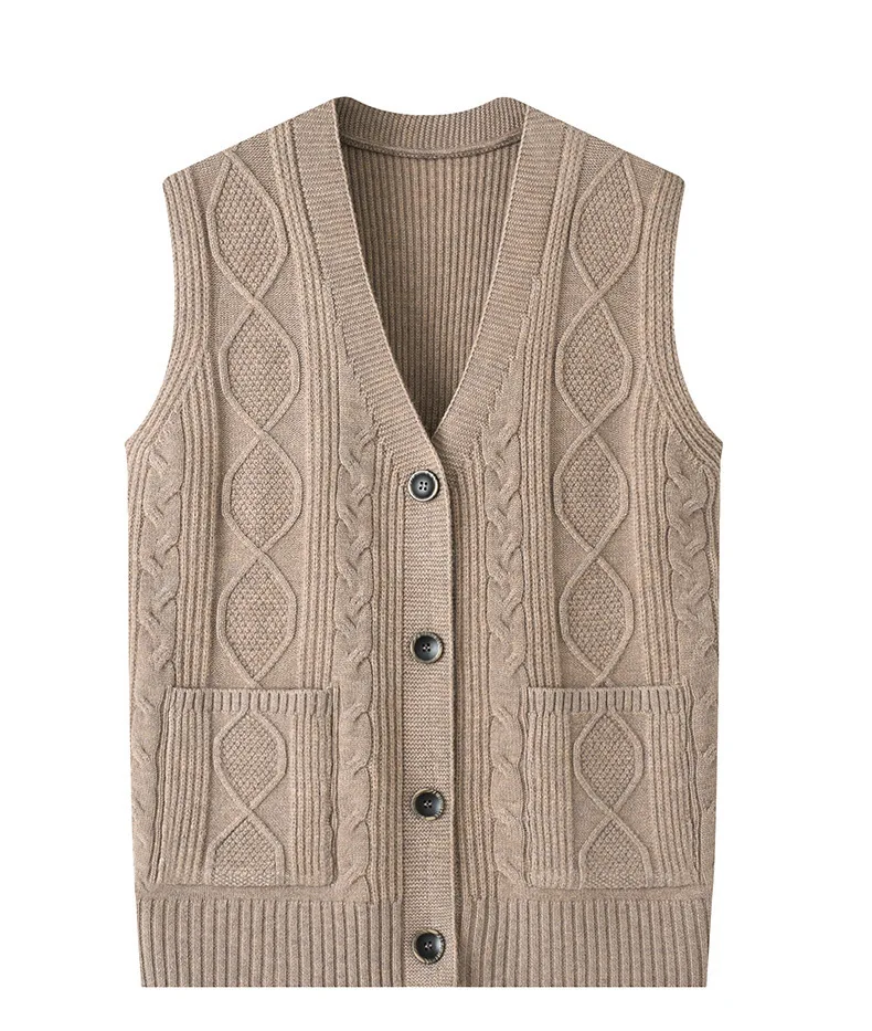 Middle-aged women mother knitted warm vest spring autumn shoulders grandma suit tops thin cardigan elderly woolen horse jacket