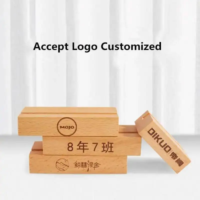 2Pcs 90X60MM Table Number Place Card Holder Wood Base Acrylic Sign Holder Display Stand Price Label Paper Tags L Shape