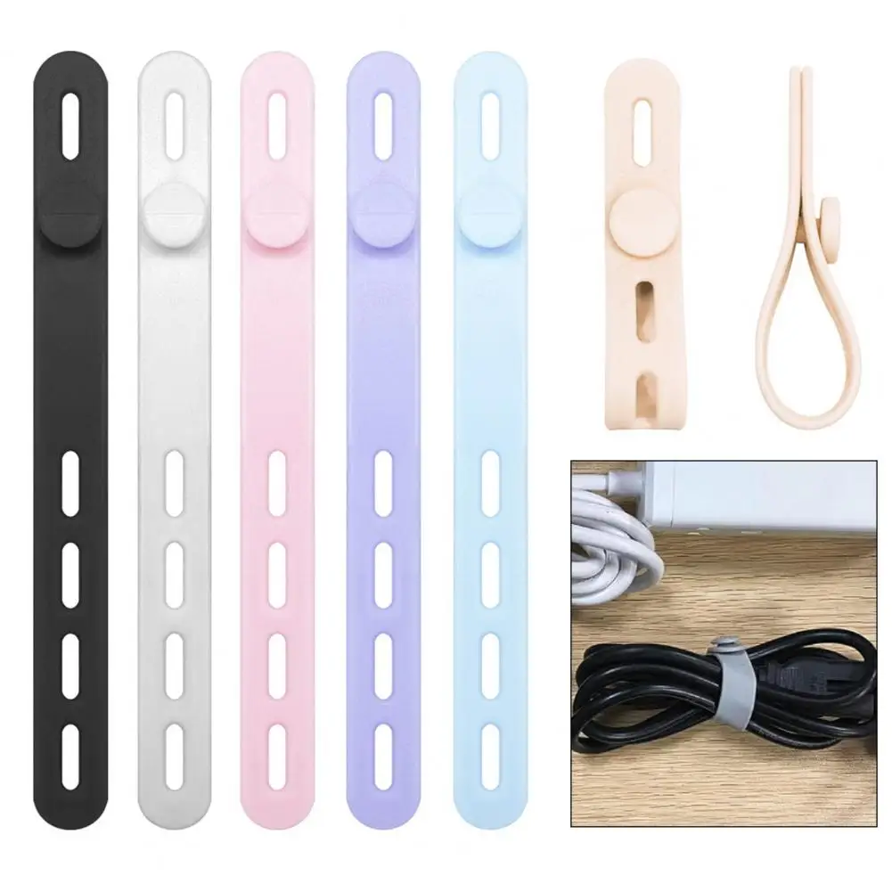 Cable Management Tool 20pcs Silicone Cable Organizer Set with Adjustable Buckle Closure Reusable for Multiple for Tangle-free