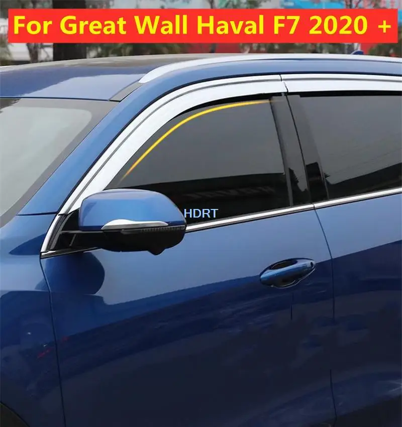 

For Great Wall Haval F7 2020 + Car Styling 6pcs ABS chrome Window Visors Deflector Wind Deflector Sun Guard Rain Vent Cover Trim