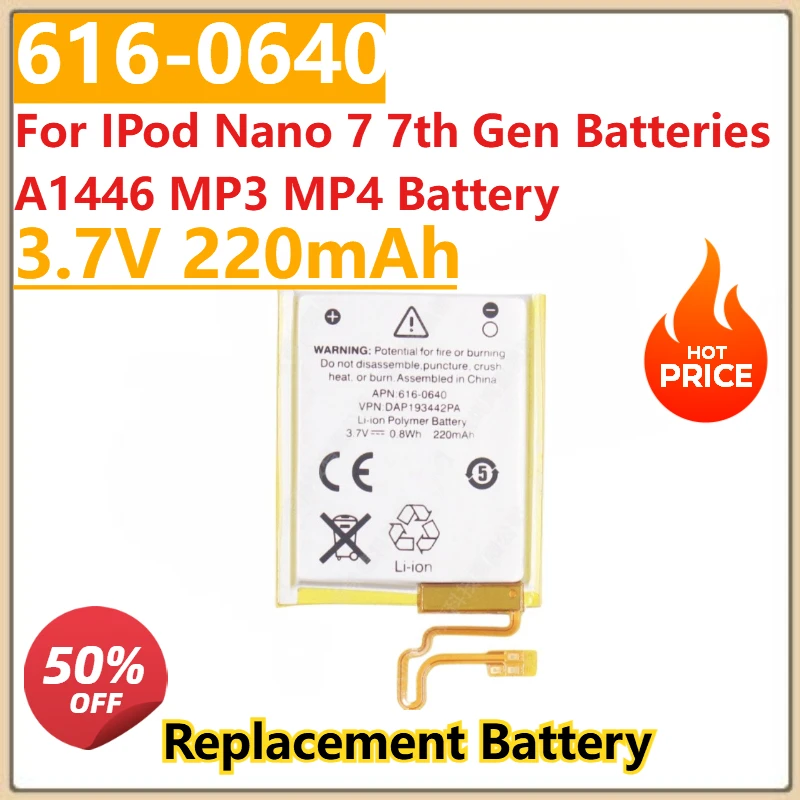

High Quality New 616-0640 Replacement Battery for IPod Nano 7 7th Gen Batteries A1446 MP3 MP4 Battery