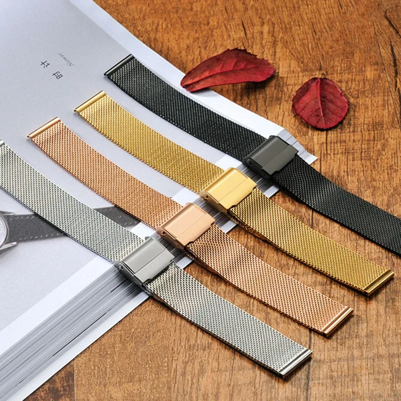 14mm Strap for DW Watch Band Women Men Bracelet Stainless Steel Woven Mesh Replacement Metal Accessories 10-24mm Tools