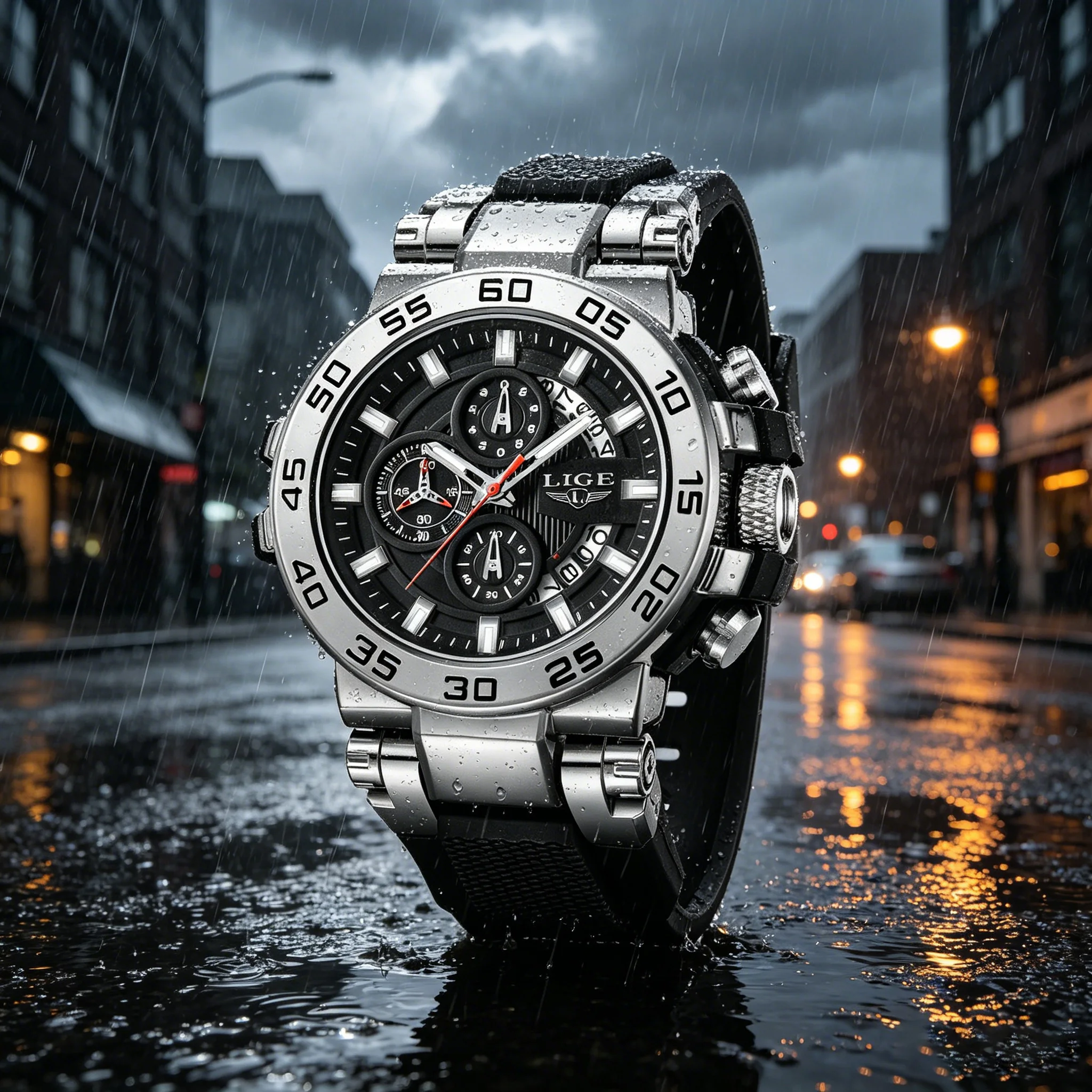 Montre sport homme LIGE, grande marque, haute qualité, date automatique, grand cadran, bracelet en silicone, montre à quartz sport pour homme, idée cadeau.