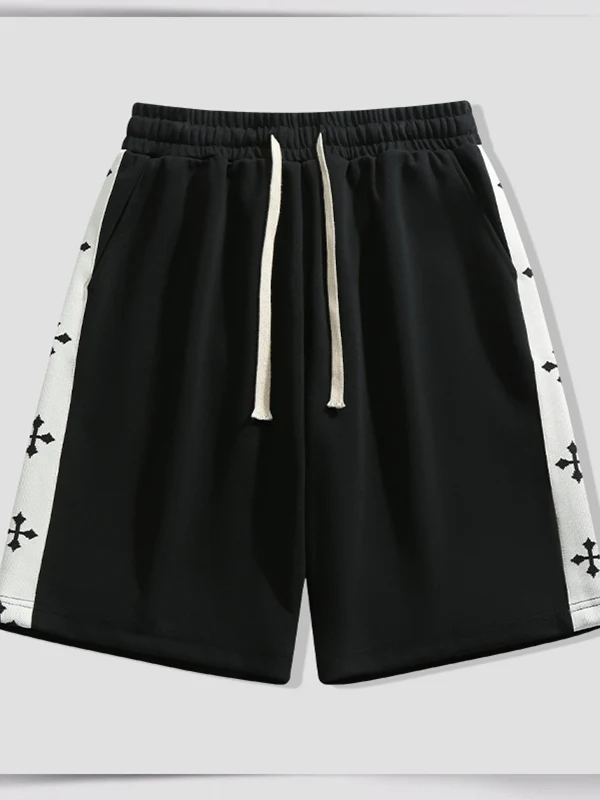 

New Faionable Five-Quarter Men's orts Qui-Dry Ice Silk Beach Pants Hong Kong Sle Color Blo Stripe Casual Sports orts