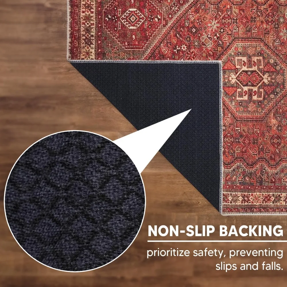 2x3 Washable Non-Slip Rug - Vintage Low Pile, Ideal for Kitchen Bathroom Entryway Laundry Room