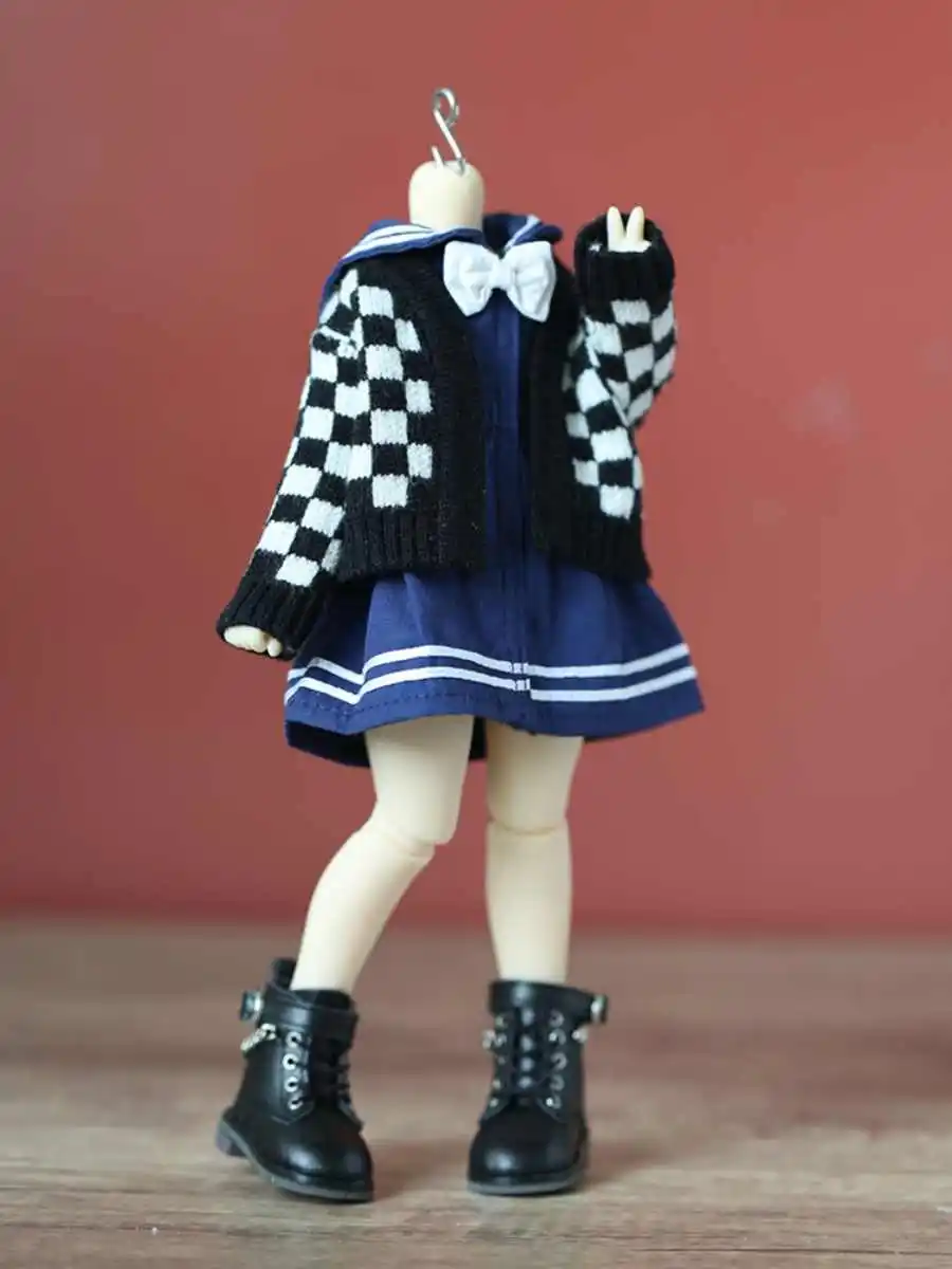 Handmade Fashion Jk Uniform 1/6 Doll Suit Long Sleeved Cardigan Doll Clothes Mini Toys Doll Accessories For 1/6 Bjd Yosd Doll