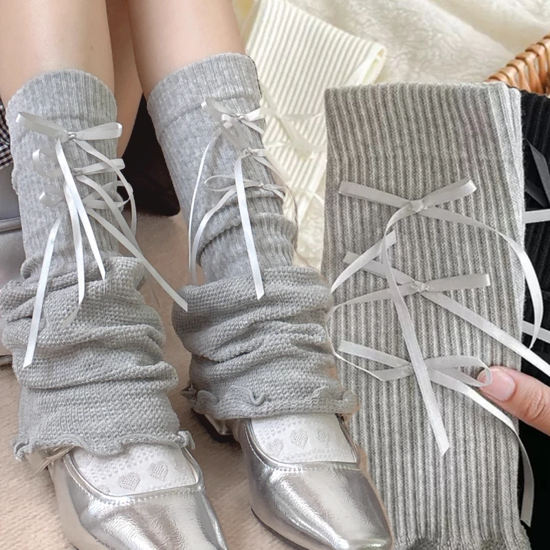 

Y2k милые гетры с бантом, носки в стиле Харадзюку, японская униформа JK, носки с лентой, модные готические панк-лолита, теплые уютные гетры, чехлы