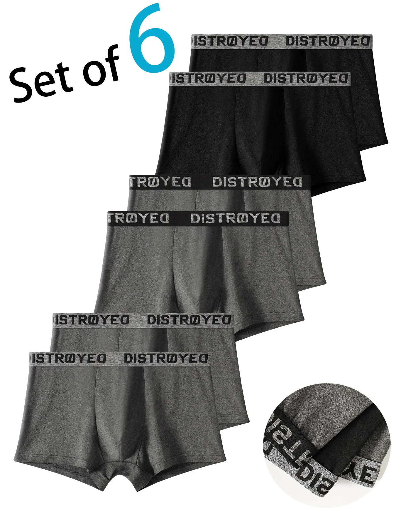 

6-Piece Men's Sports Boxers | Elastic Letter Waistband Comfortable & Non-Strangling, Breathable & Skin-Friendly Breathable