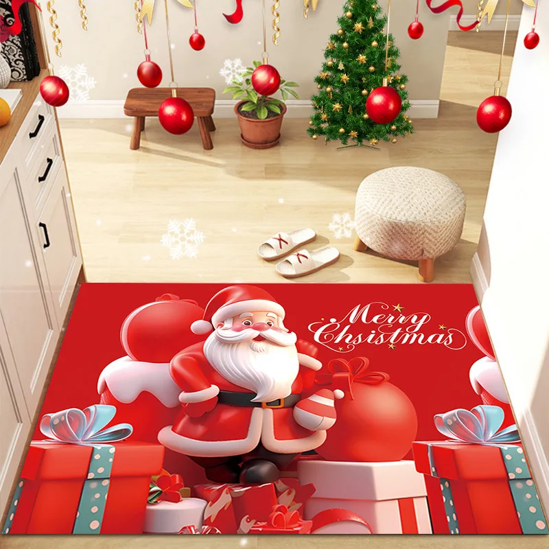 Cross border cartoon Christmas decoration carpet Christmas holiday printing doormat, absorbent and non slip doormat