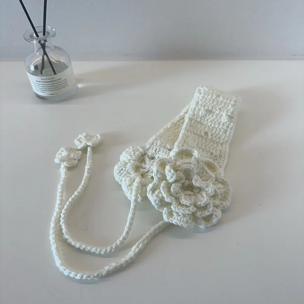 أزياء اليابانية محبوك الأذن يفشل مع حزام قابل للتعديل حماية الأذن غطاء للأذنين الدافئة زهرة يدوية الصنع الأذن يغطي الخريف الشتاء