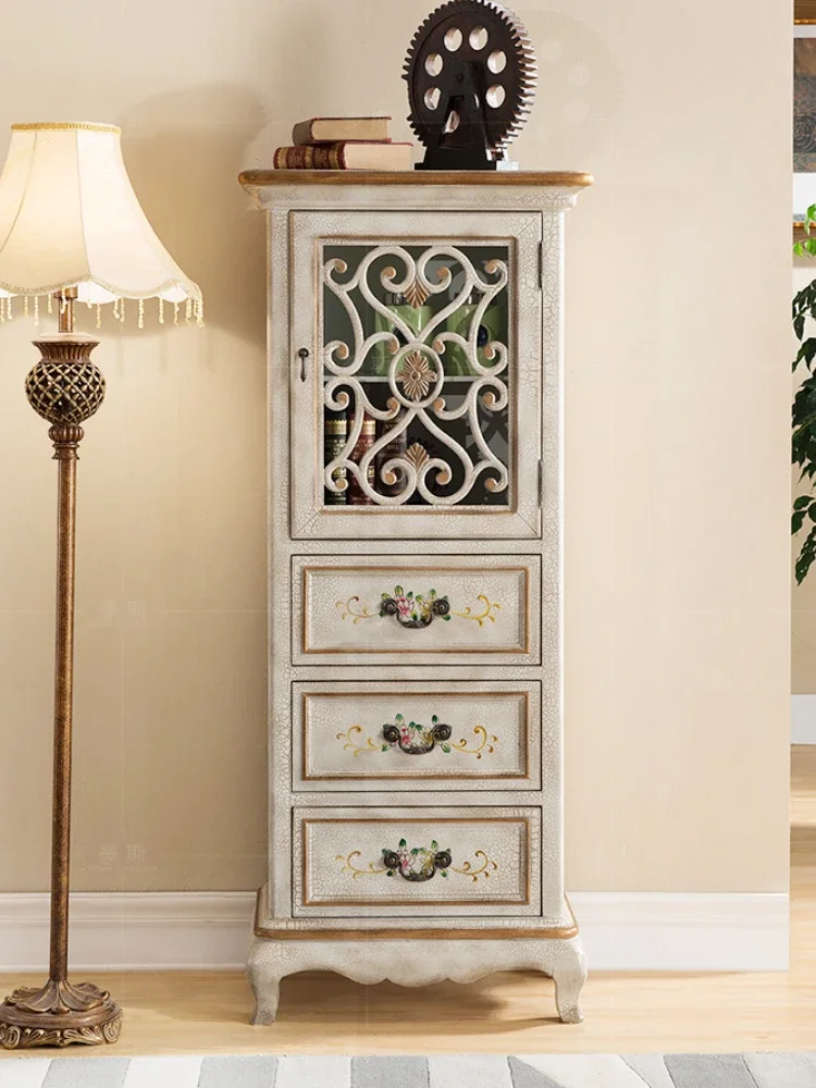 

Country Decoration Storage Corner Cabinet Living Room Wine Single Door Hollow Flower Craft