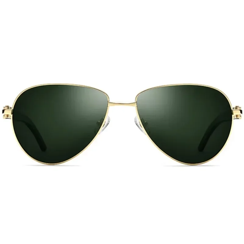 10102 Buffalo Horn Polarized Sunglasses, Full Frame Wrap-Around UV400 Pilot Sun Glasses, Retro Vintage for Men Women 411220