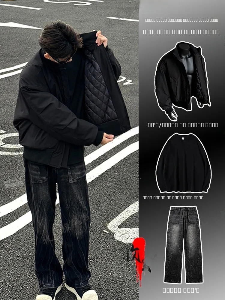 

Men's Bomber Pilot Jaet Set ort Baseball Sle Spring Autumn Workwear Outerwear Casual Loose Fit Waterproof Polyester