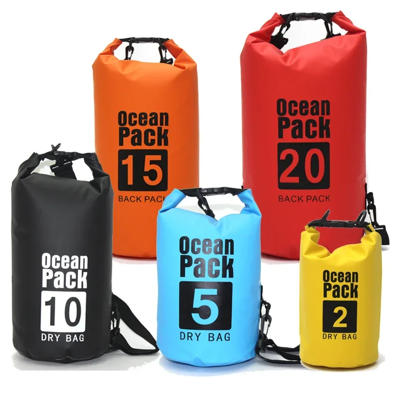 2L/5L/10L/15L/20L/30L PVC Outdoor Sport Waterproof Storage Dry Bag For Canoe Kayak Rafting Swimming Travel Kit Sack Backpack