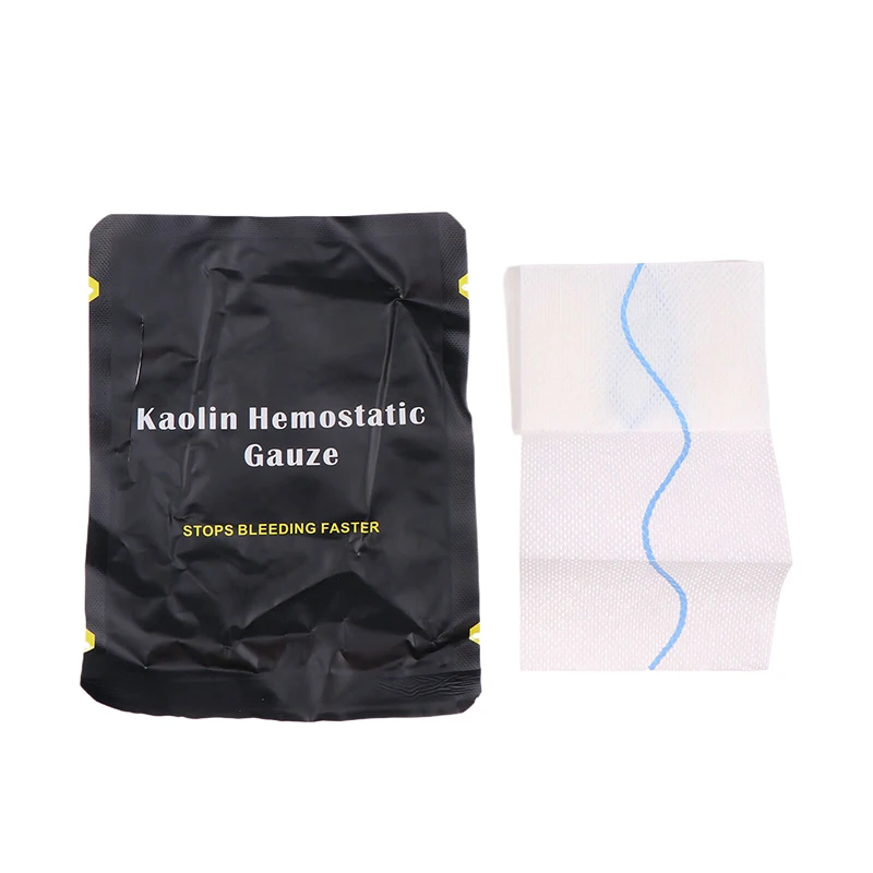 Kaolin kasa tempur hemostatik darurat luar ruangan Trauma z-fold larut untuk pertolongan pertama Kit medis perban luka